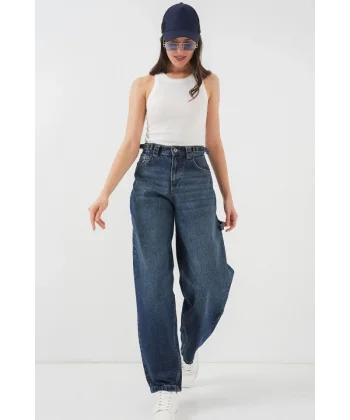 Yüksek Bel Kot Pantolon 6701  Lacivert