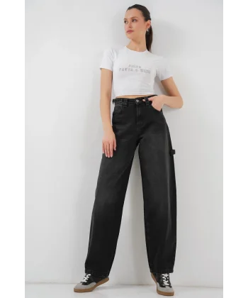 Yüksek Bel Kot Pantolon 6701 - Siyah