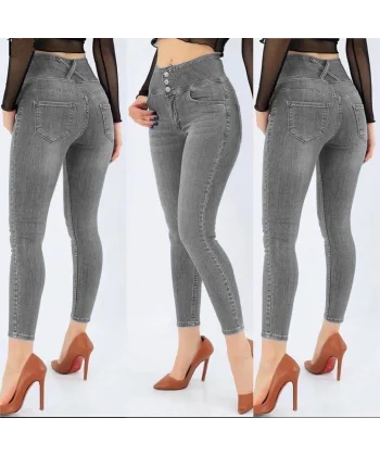 Yüksek Bel Likralı Jean Pantolon 90 Cm