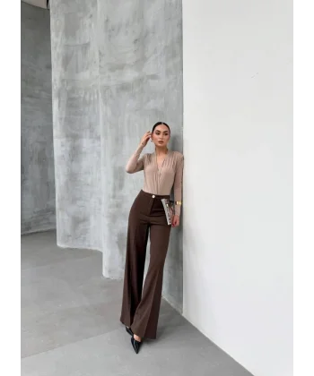 Yüksek Bel Straight Fit Palazzo Pantolon