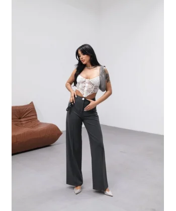 Yüksek Bel Straight Fit Palazzo Pantolon