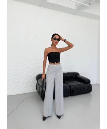 Yüksek Bel Straight Fit Palazzo Pantolon