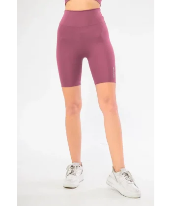 Yüksel Bel Dalgıç Biker Şort - Mor