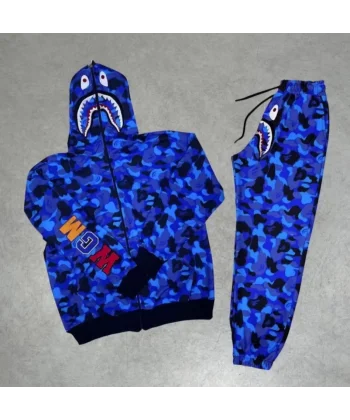 Zıp Fermuarlı Nakışlı Kapşonlu Takım  avi