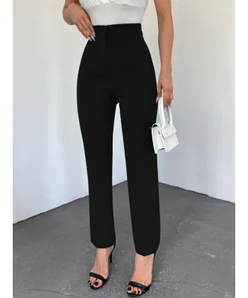 Zra Pileli Havuç Pantolon -Siyah