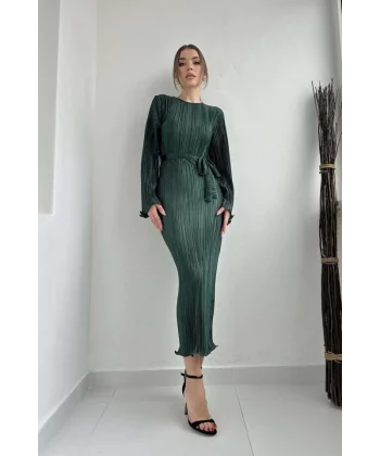 Zümrüt İspanyol Kol Piliseli Elbise