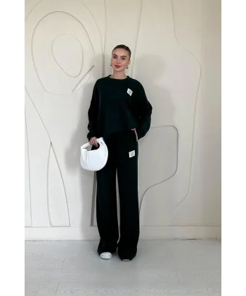 Zümrüt Klasik Fitilli Kazak Ve Pantolon Takım