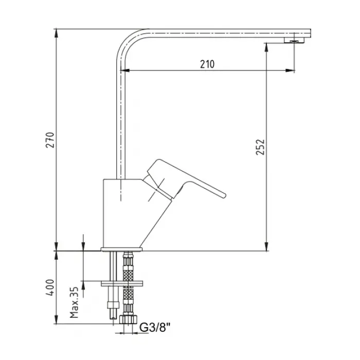 AR Lunetta Eviye Bataryası 210 mm - Krom