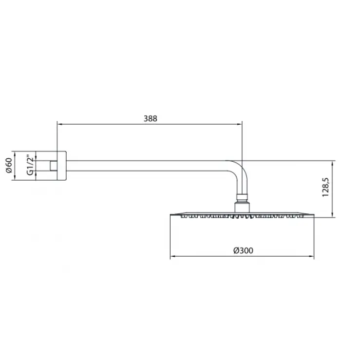 AR Olympos Plus Duş Başlığı - Duvardan - 388 mm (102145090)