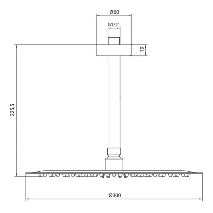 AR Olympos Plus Duş Başlığı - Tavandan - 225,5 mm (102145089)