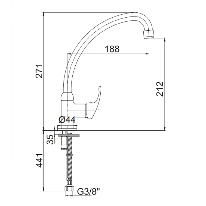 AR Tek Eviye Musluğu - 188 mm