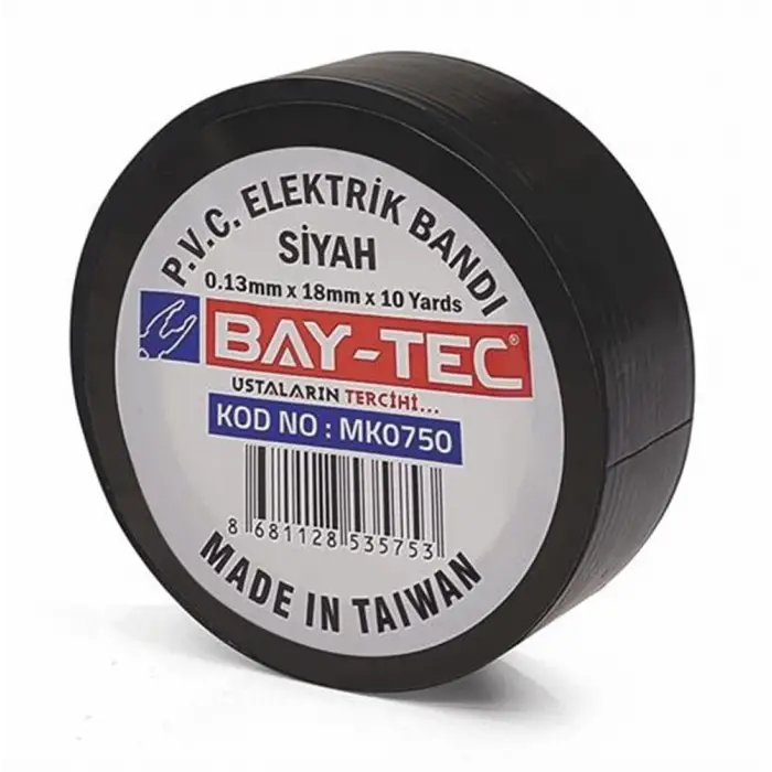 BAY-TEC Elektrik Bandı (Siyah) 18 mm x 10 Yards