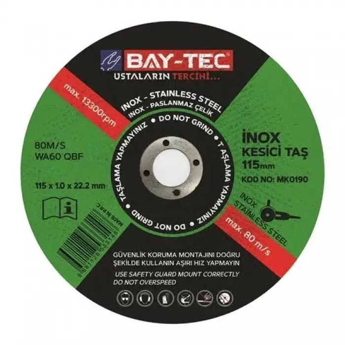 BAY-TEC (MK0192) İnox Kesici Taş - 180 x 1.6 x 22-23 mm