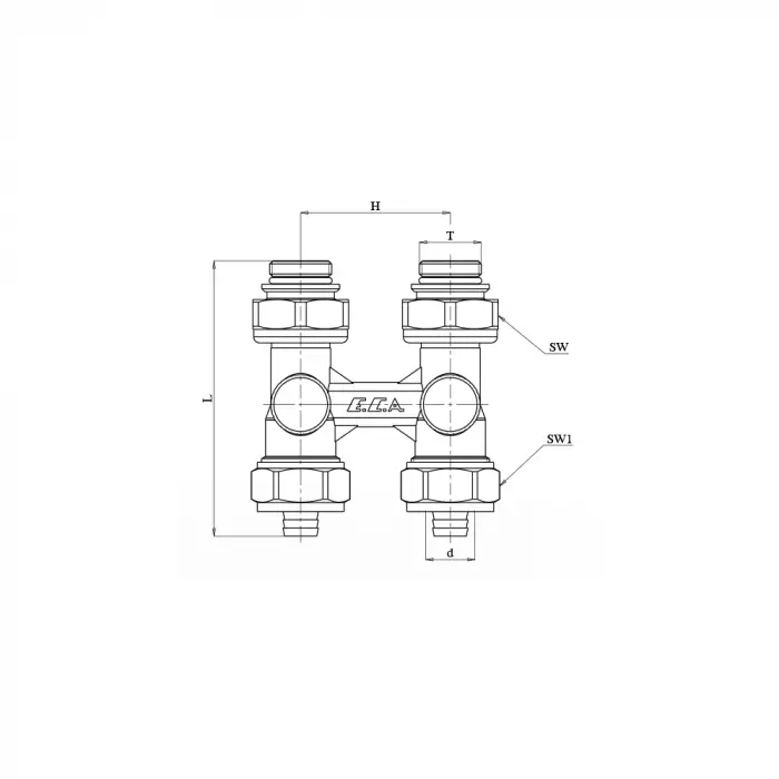ECA H-Valf, Küresel, Stop Düz Tip - 1/2” x Ø16x2