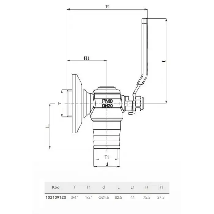 ECA Küresel Bas (Hortum Uçlu) - 3/4 x 1/2