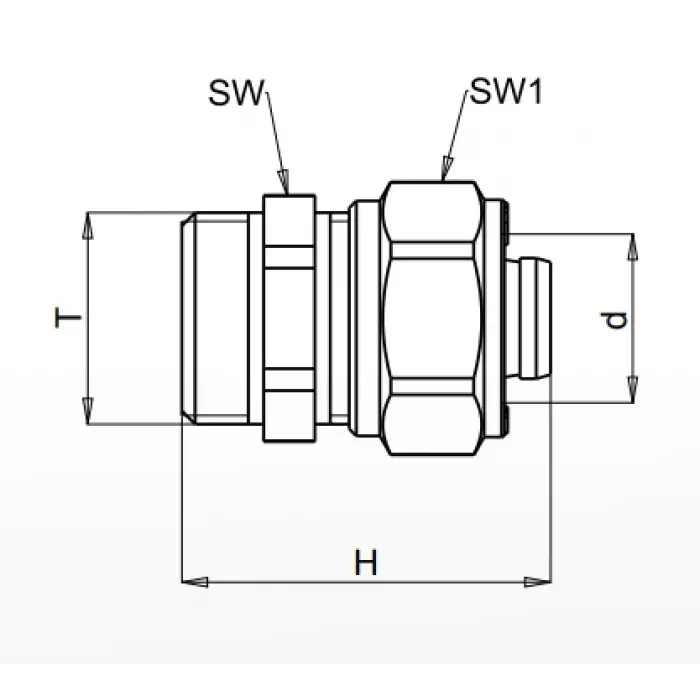 ECA PEX Rakor - Düz, Dış Vida - 1/2” x Ø16x2