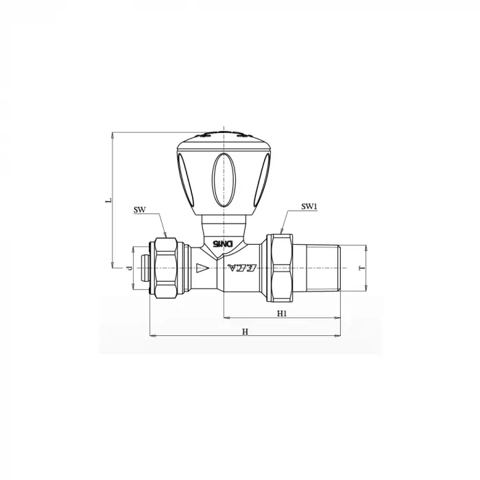 ECA RV3 Radyatör Vanası (Krom) PEX Düz Tip - Ø16x2