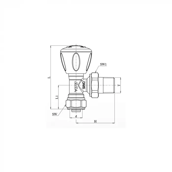 ECA RV3 Radyatör Vanası (Krom) PEX Köşe Tip - Ø16x2