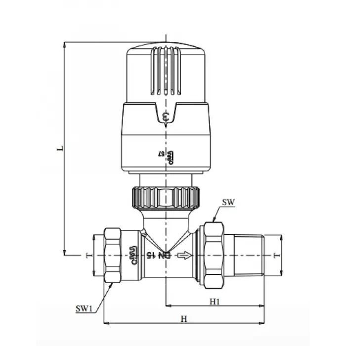 ECA TRV4 Krom Termostatik Radyatör Vanası Düz Tip - 1/2