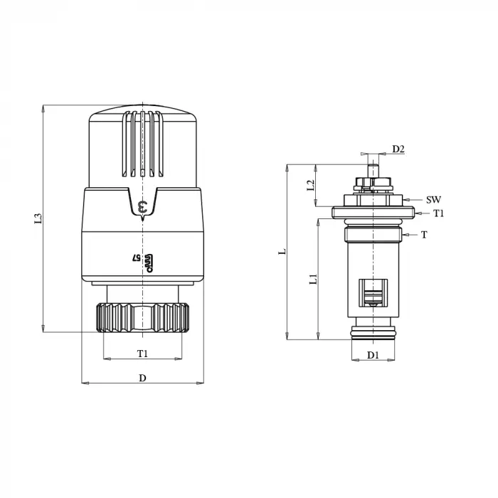 ECA TRV4 Termostatik Kompakt Radyatöt Vanası (Beyaz Set)  - 44 mm.