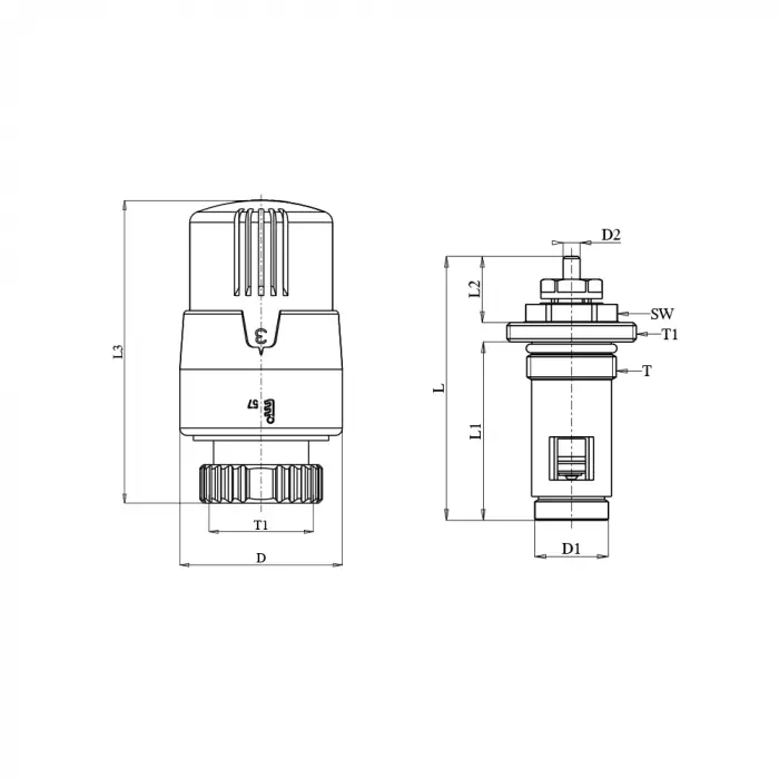 ECA TRV4 Termostatik Kompakt Radyatöt Vanası (Beyaz Set) - 41,3 mm.