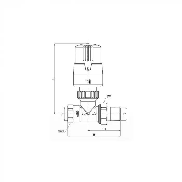 ECA TRV4 Termostatik Radyatör Vanası (Siyah) Düz Tip - 1/2