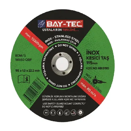 BAY-TEC (MK0190) İnox Kesici Taş - 115 x 1.0 x 22-23 mm