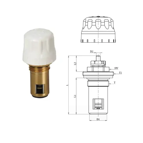ECA İç Kompakt Ventil, Alından Basmalı Kısa Tip - 35,1 mm.