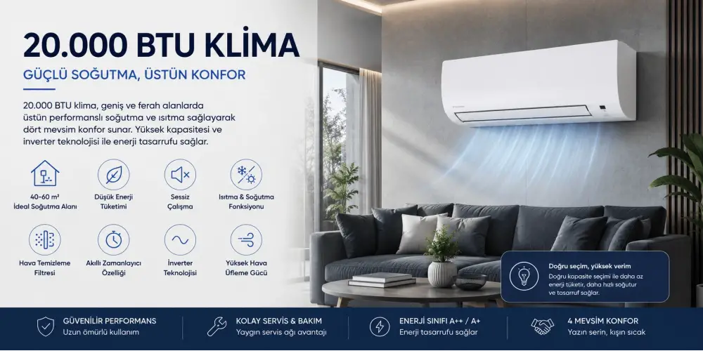 20.000 BTU Klima Rehberi: Özellikleri, Avantajları ve Seçim Önerileri | E-Mekanik