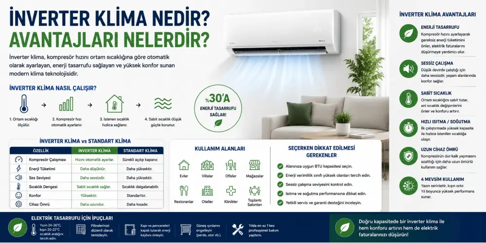 İnverter Klima Nedir? Avantajları, Çalışma Prensibi ve Özellikleri