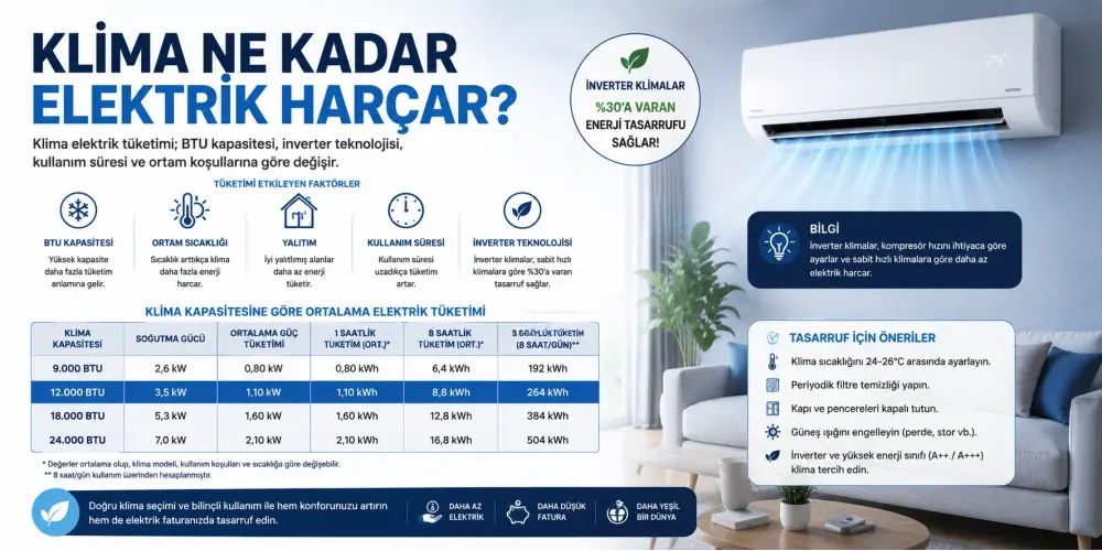 Klima Ne Kadar Elektrik Harcar? 2026 Güncel Hesaplama Rehberi