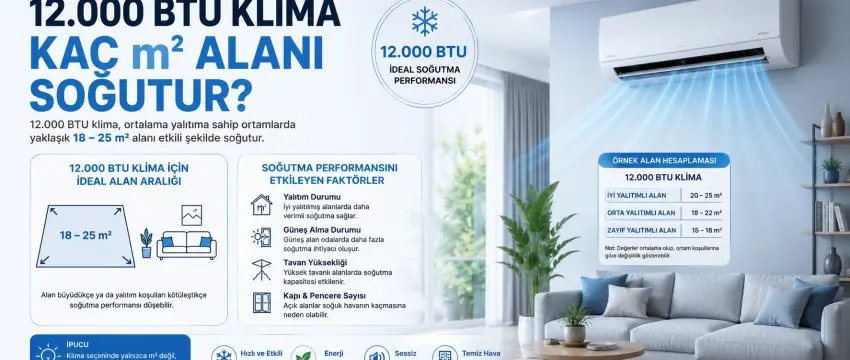 12.000 BTU Klima Kaç m² Alanı Soğutur?