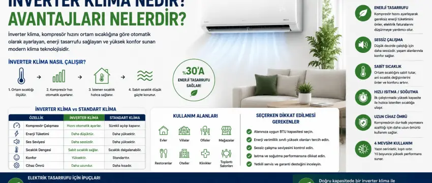 İnverter Klima Nedir? Avantajları, Çalışma Prensibi ve Özellikleri