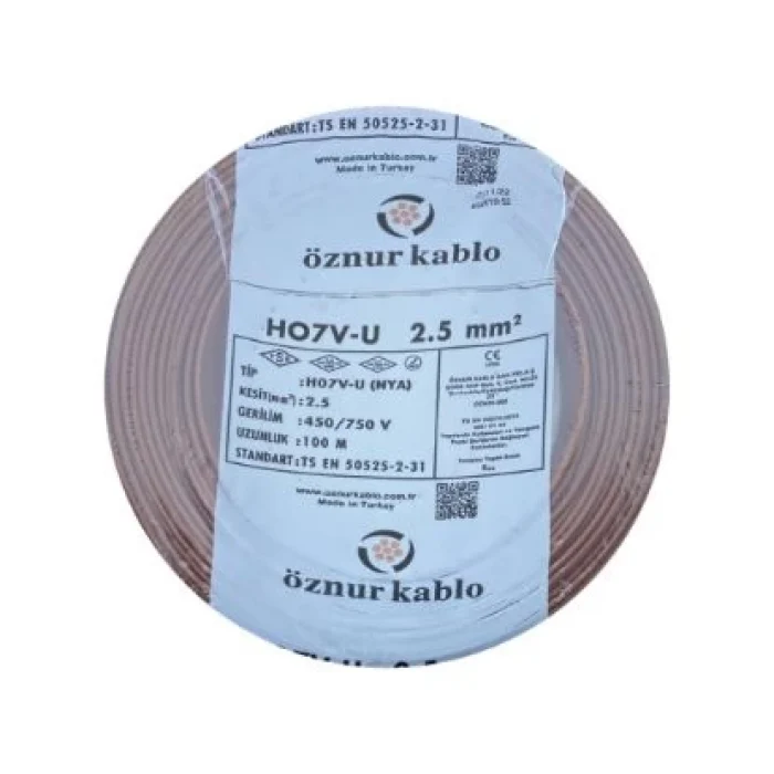 2,5 nya kablo kagverengi öznur kablo PAKET100 METRE OLARAK TEK PARÇA SATILMAKTADIR.