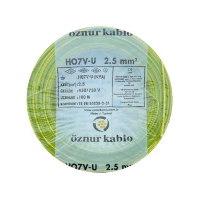 2,5 nya sarıyeşil öznur kablo PAKET100 METRE OLARAK TEK PARÇA SATILMAKTADIR.