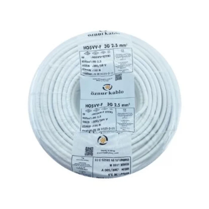 ÖZNUR 3X2,5 TTR KABLO - beyaz 100 metre