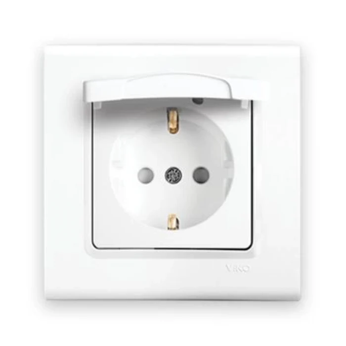 VİKO LİNNERA KAPAKLI TOPRAKLI PRİZ MODÜL + KAPAK (ÇERÇEVE HARİÇ)