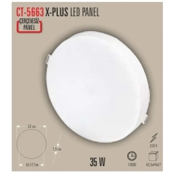 CATA CT-5663X-PLUS 35W LED PANEL 2 IŞIK SEÇENEĞİ BEYAZ 6400K&GÜNIŞIĞI 3200K