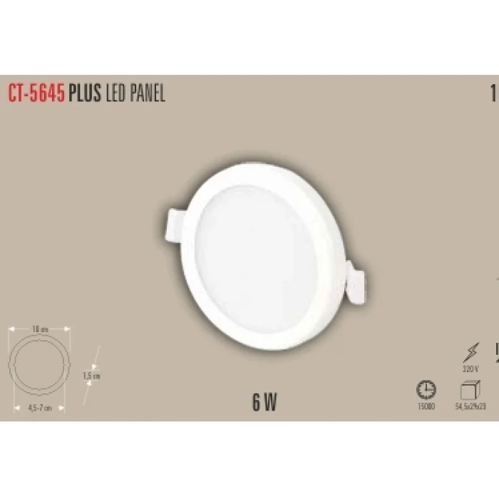CT-5645-6W PLUS AYARLANABİLİR LED PANEL 2 IŞIK SEÇENEĞİ BEYAZ 6400K&GÜNIŞIĞI 3200K