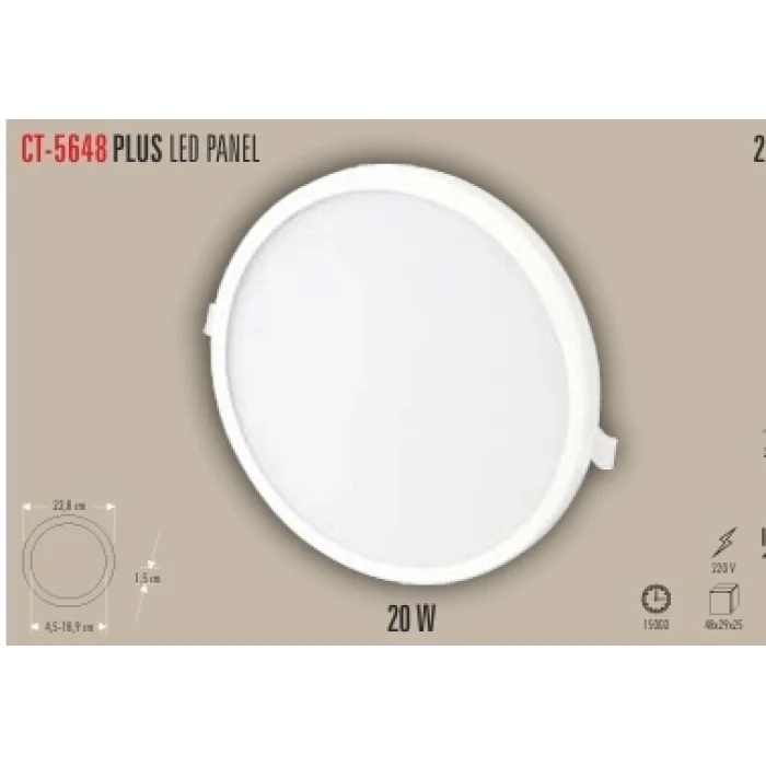 CT-5648 PLUS 20W PLUS AYRALANABİLİR LED PANEL 2 IŞIK SEÇENEĞİ