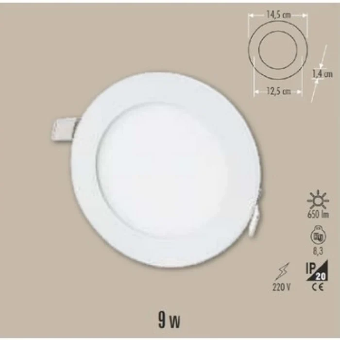 CT-5146 9W SLIM PANEL 2 IŞIK SEÇENEĞİ BEYAZ 6400K&GÜNIŞIĞI 3200K