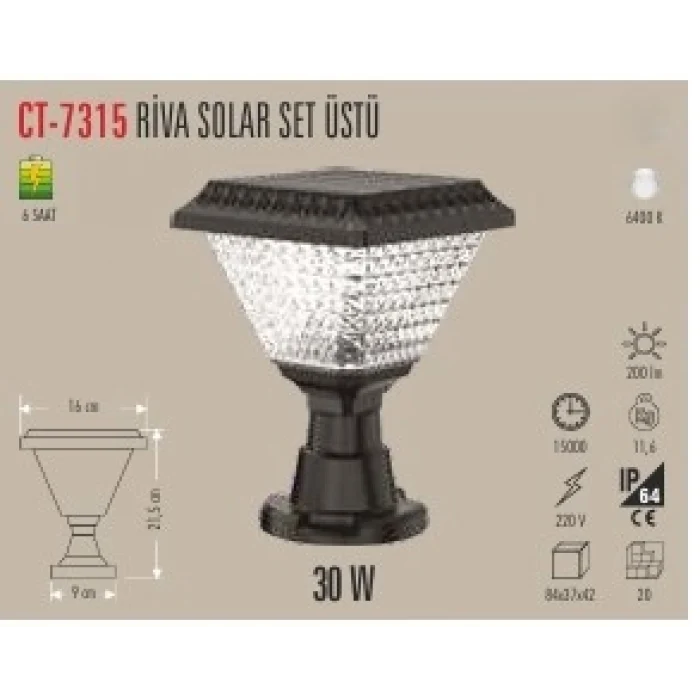 CATA 30W BEYAZ IŞIK SOLAR SET ÜSTÜ BAHÇE ARMATÜR