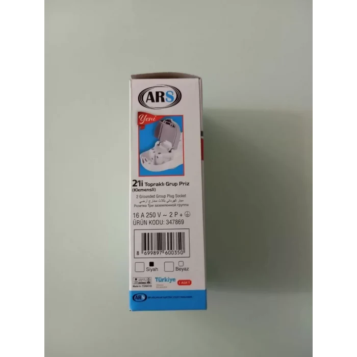 ARS 2 Lİ TOPRAKLI GRUP PRİZ KLEMENSLİ HALOJEN FREE