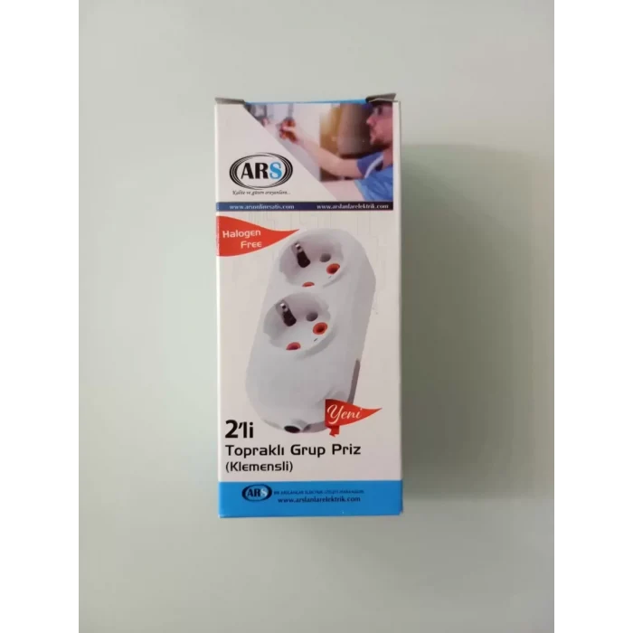 ARS 2 Lİ TOPRAKLI GRUP PRİZ KLEMENSLİ HALOJEN FREE