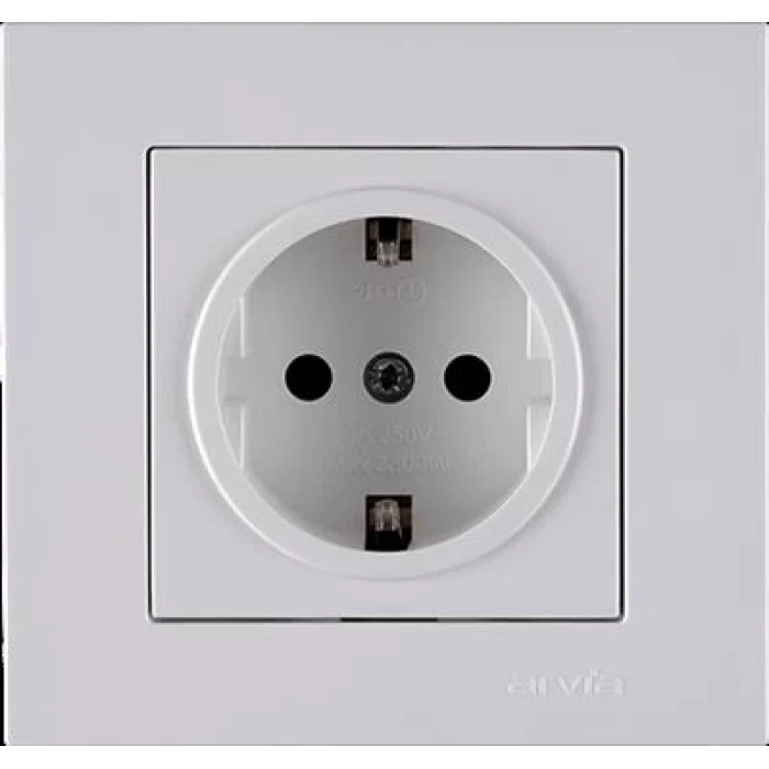 ARVİA KAREN BEYAZ TOPRAKLI PRİZ MDL+KPK ÇERÇEVESİZ