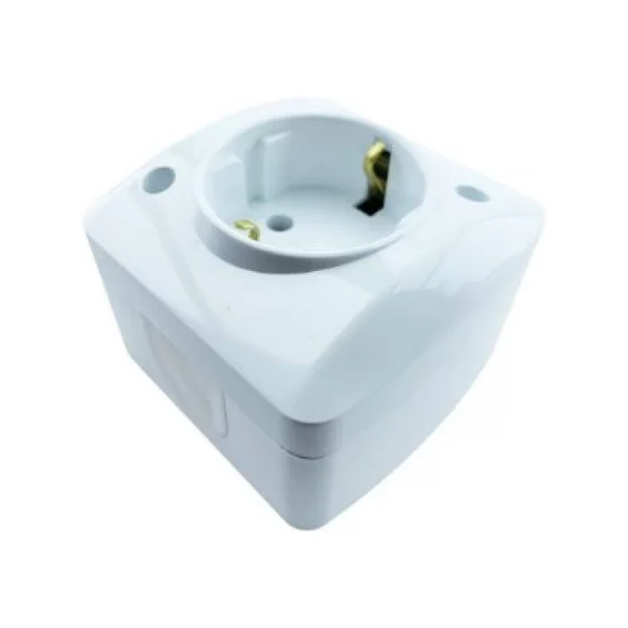 ELBİ TOPRAKLI PRİZ SIVA ÜSTÜ BEYAZ