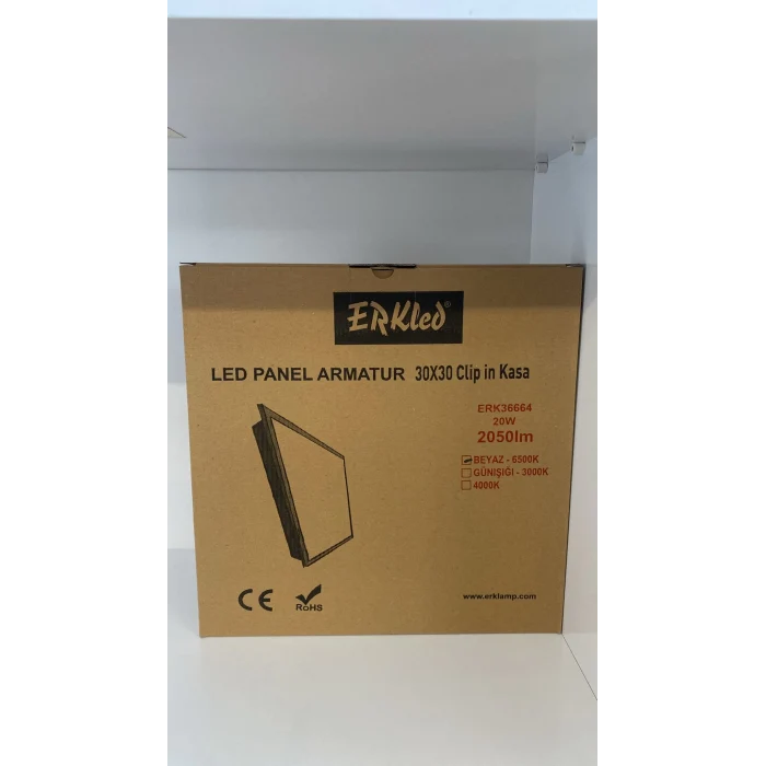 ERKLED 20 W 30X30 KLİPİN LED PANEL IŞIK RENGİ BEYAZ