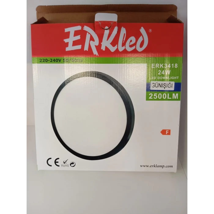 ERKLED 24 W 2500 LM SİYAH KASA GÜNIŞIĞI SIVA ÜSTÜ LED SPOT