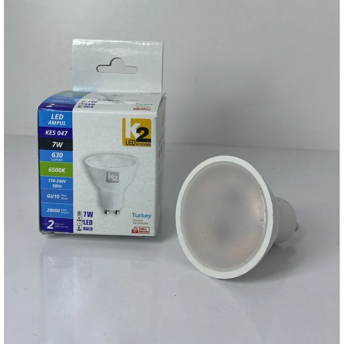 K2 7W 6500K 630 LM GU10 DUYLU BUJİ AMPÜL BEYAZ