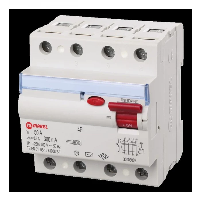 MAKEL 4P 50 300 MA KAÇAK AKIM YANGIN KORUMA RÖLESİ